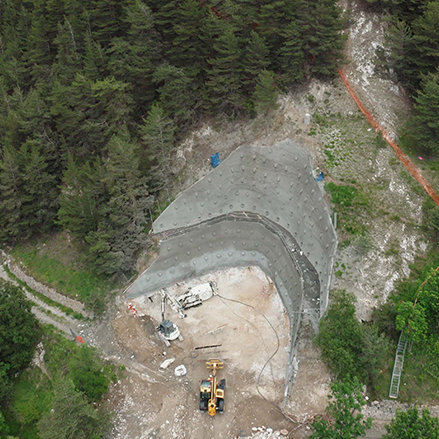 Projet TELT, paroi clouée pour le contournement de Modane