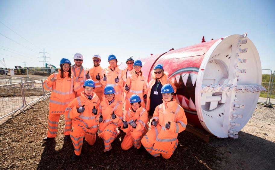 The first mini tunnel boring machine for the HS2 line named « Lizzie »