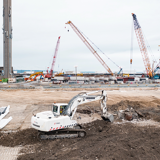 Chantier de travaux portuaires