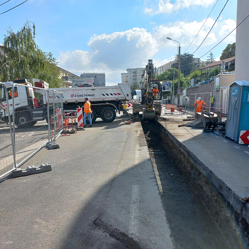 Chantier du réseau de chaleur Clauvaé à Clermont-Ferrand